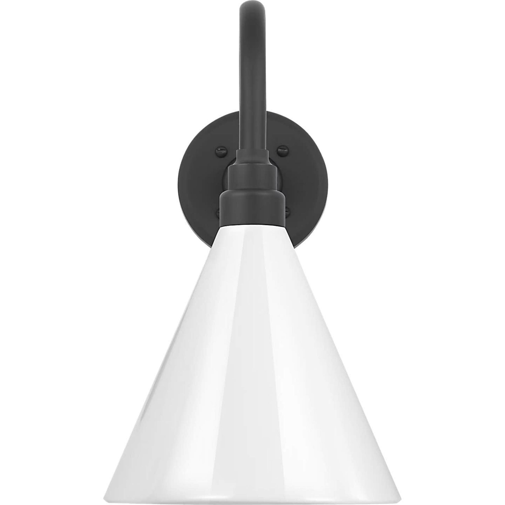 Thomas O'Brien Academy 11" Flynn Barn Light in Matte Black with 9" White Conical Savannah Shade W9" x H15.5" x E15"