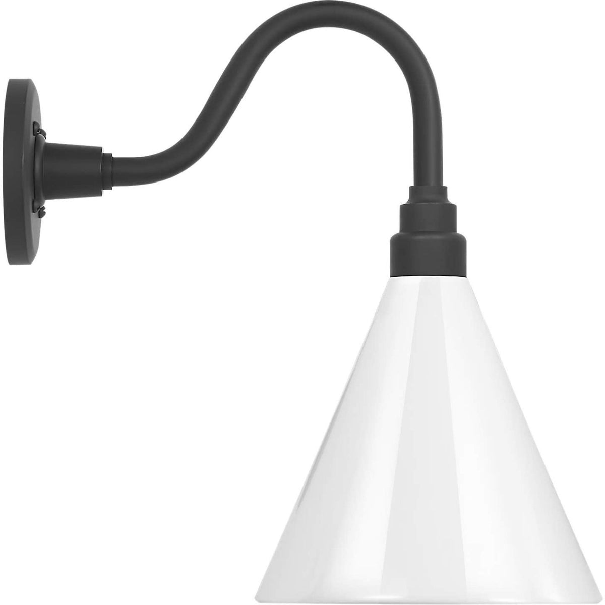 Thomas O'Brien Academy 11" Flynn Barn Light in Matte Black with 9" White Conical Savannah Shade W9" x H15.5" x E15"