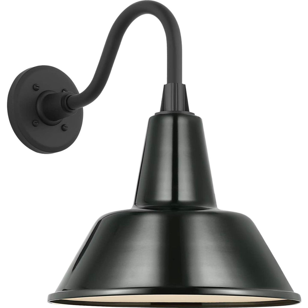Thomas O'Brien Academy 11" Flynn Barn Light in Matte Black with 12.5" Green Bowers Shade W12.5" x H15.5" x E16.75"