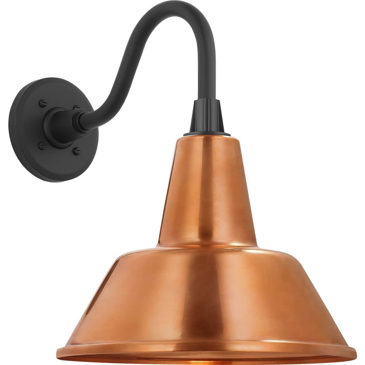 Thomas O'Brien Academy 11" Flynn Barn Light in Matte Black with 12.5" Soft Copper Bowers Shade W12.5" x H15.5" x E16.75"