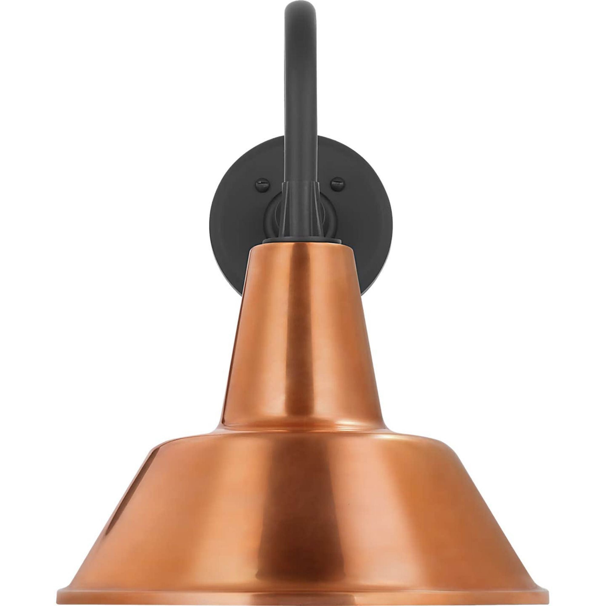 Thomas O'Brien Academy 11" Flynn Barn Light in Matte Black with 12.5" Soft Copper Bowers Shade W12.5" x H15.5" x E16.75"