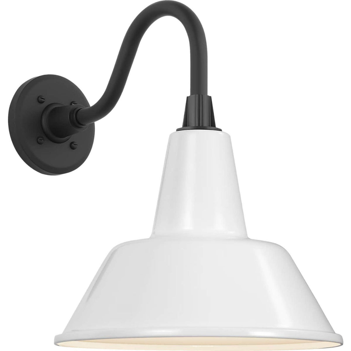 Thomas O'Brien Academy 11" Flynn Barn Light in Matte Black with 12.5" White Bowers Shade W12.5" x H15.5" x E16.75"