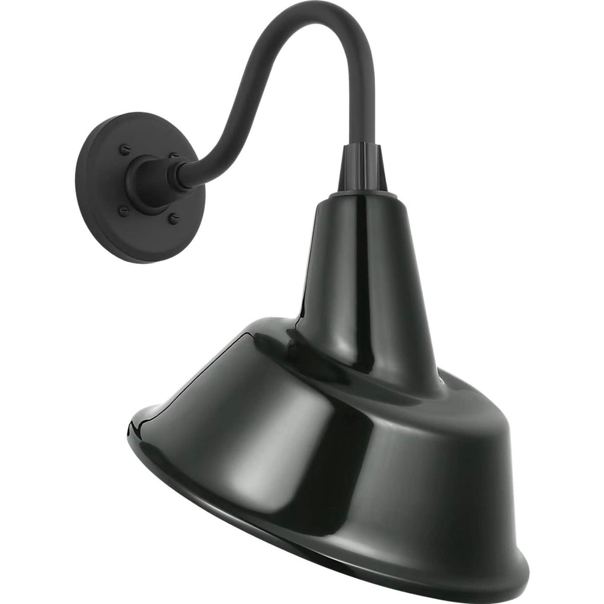 Thomas O'Brien Academy 11" Flynn Barn Light in Matte Black with 12.5" Green Tilted Bowers Shade W12.5" x H18.5" x E14"