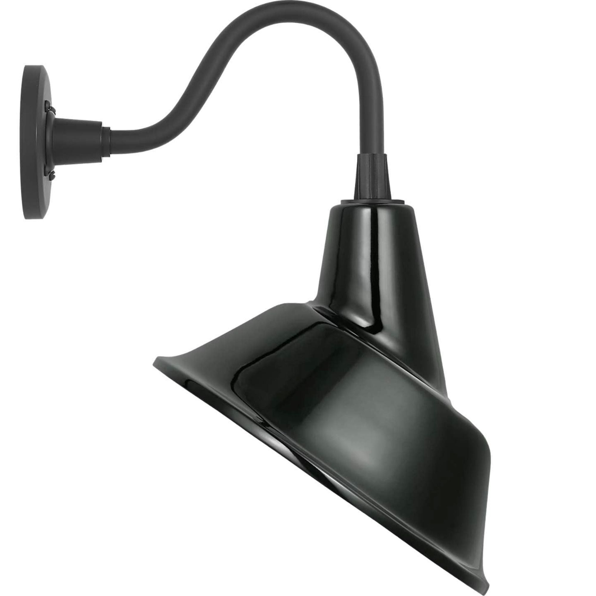 Thomas O'Brien Academy 11" Flynn Barn Light in Matte Black with 12.5" Green Tilted Bowers Shade W12.5" x H18.5" x E14"
