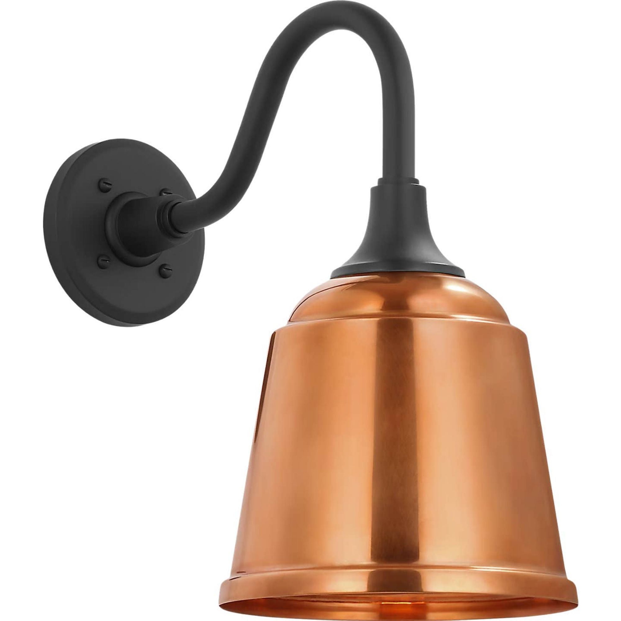 Thomas O'Brien Academy 11" Flynn Barn Light in Matte Black with 8" Soft Copper Rockhouse Shade W8" x H14.25" x E14.5"