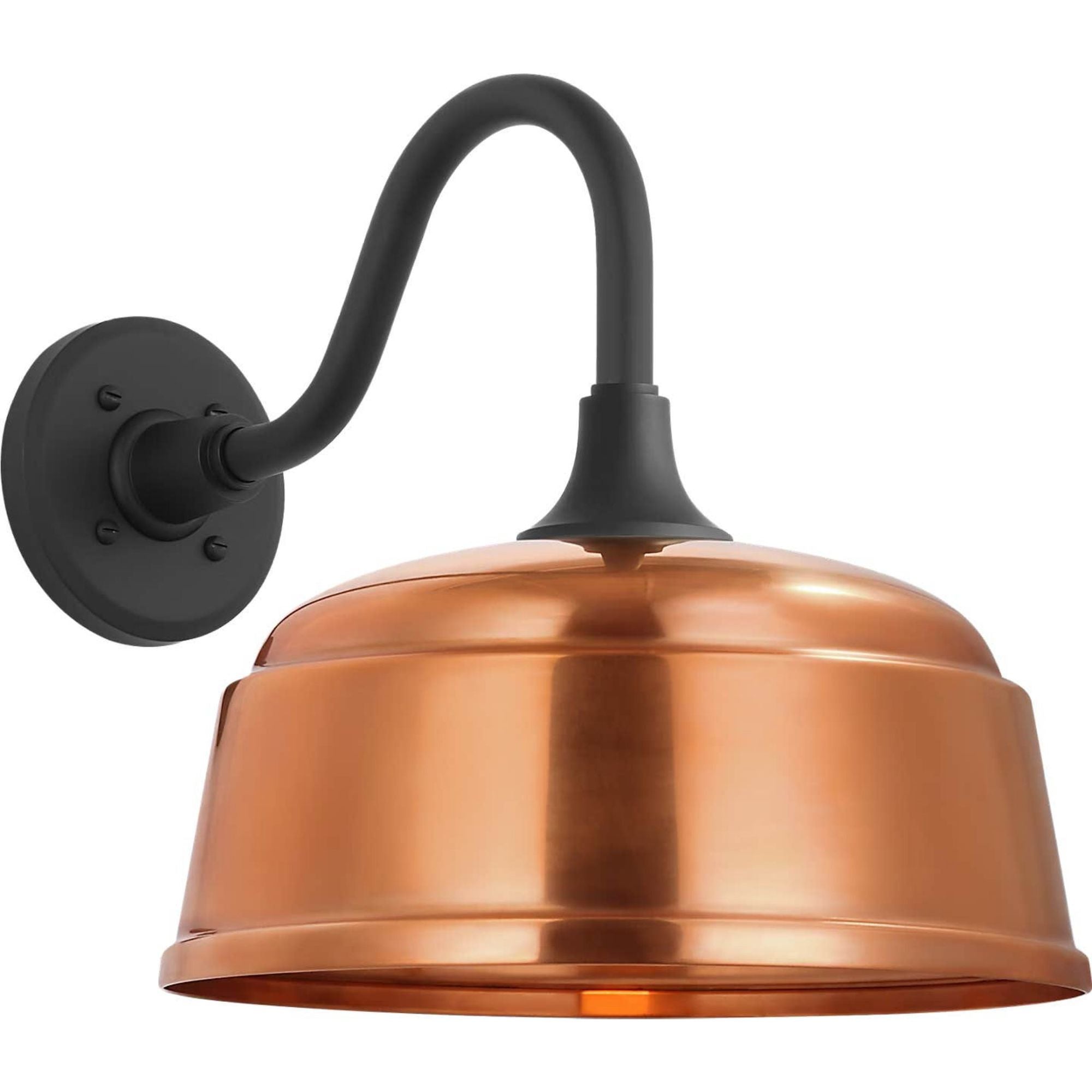 Thomas O'Brien Academy 11" Flynn Barn Light in Matte Black with 12.5" Soft Copper Rockhouse Shade W12.5" x H13" x E16.75"