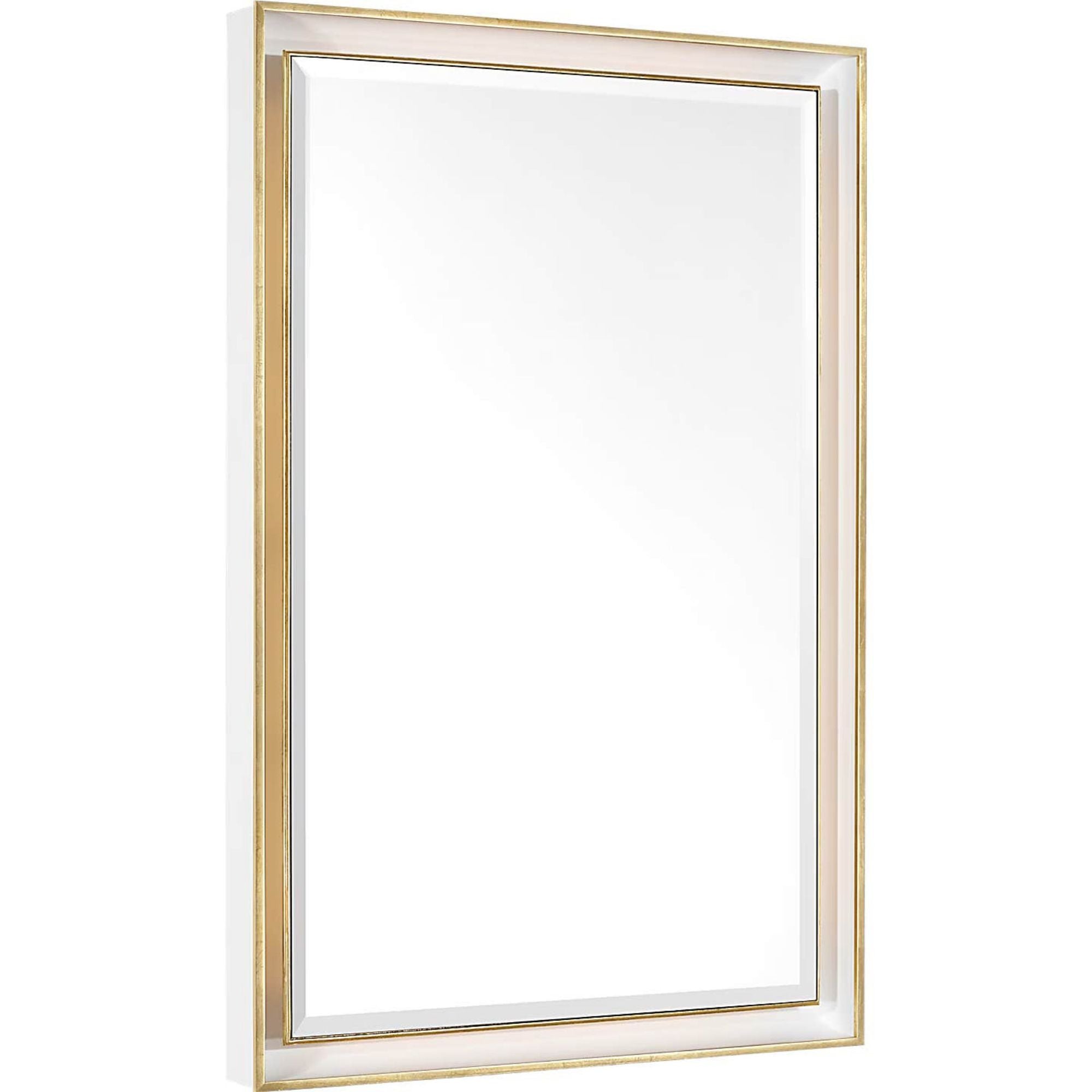 Thomas O'Brien Tricia 24" Illuminated Rectangular Mirror in Matte White and Gild W24" x H36" x E3"