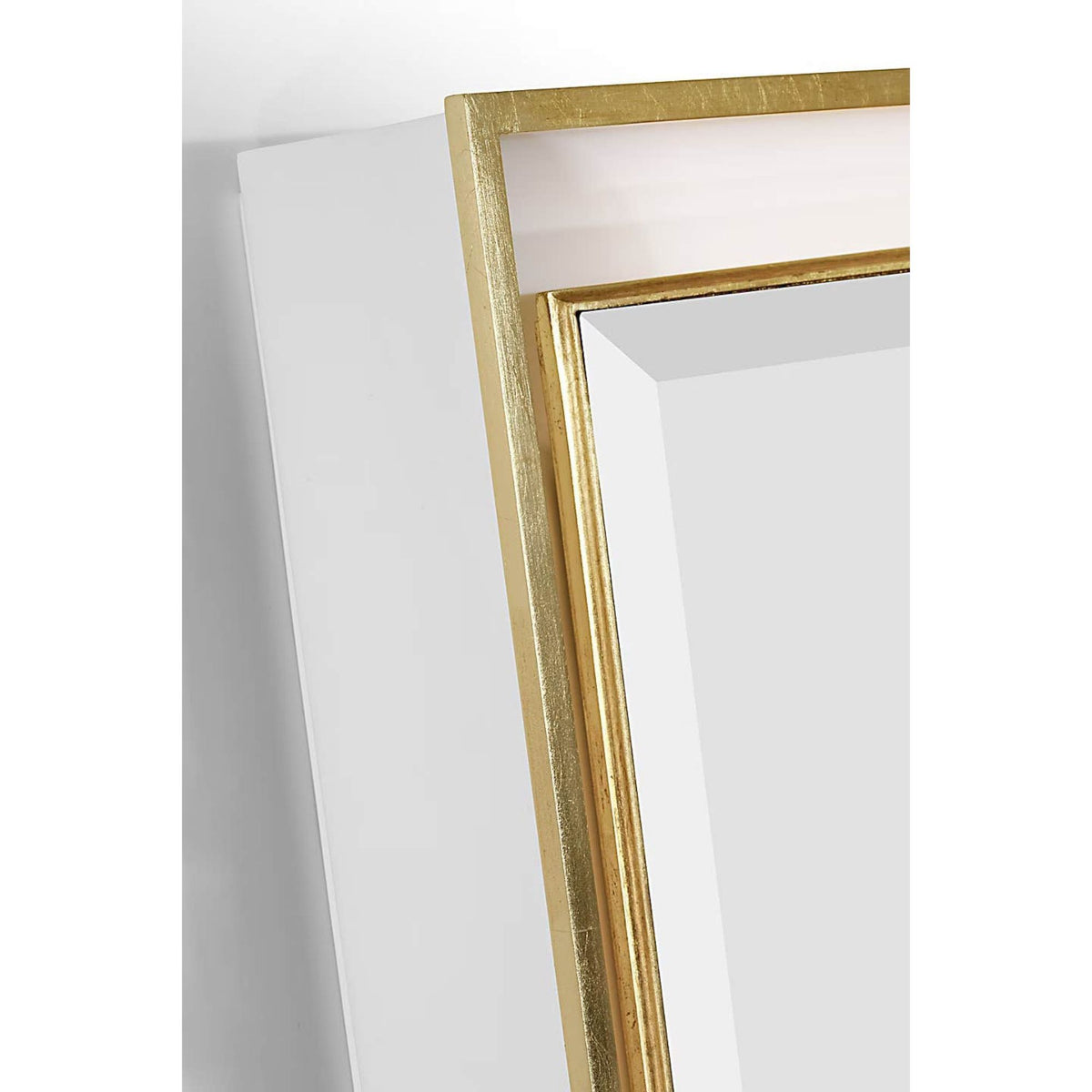 Thomas O'Brien Tricia 24" Illuminated Rectangular Mirror in Matte White and Gild W24" x H36" x E3"