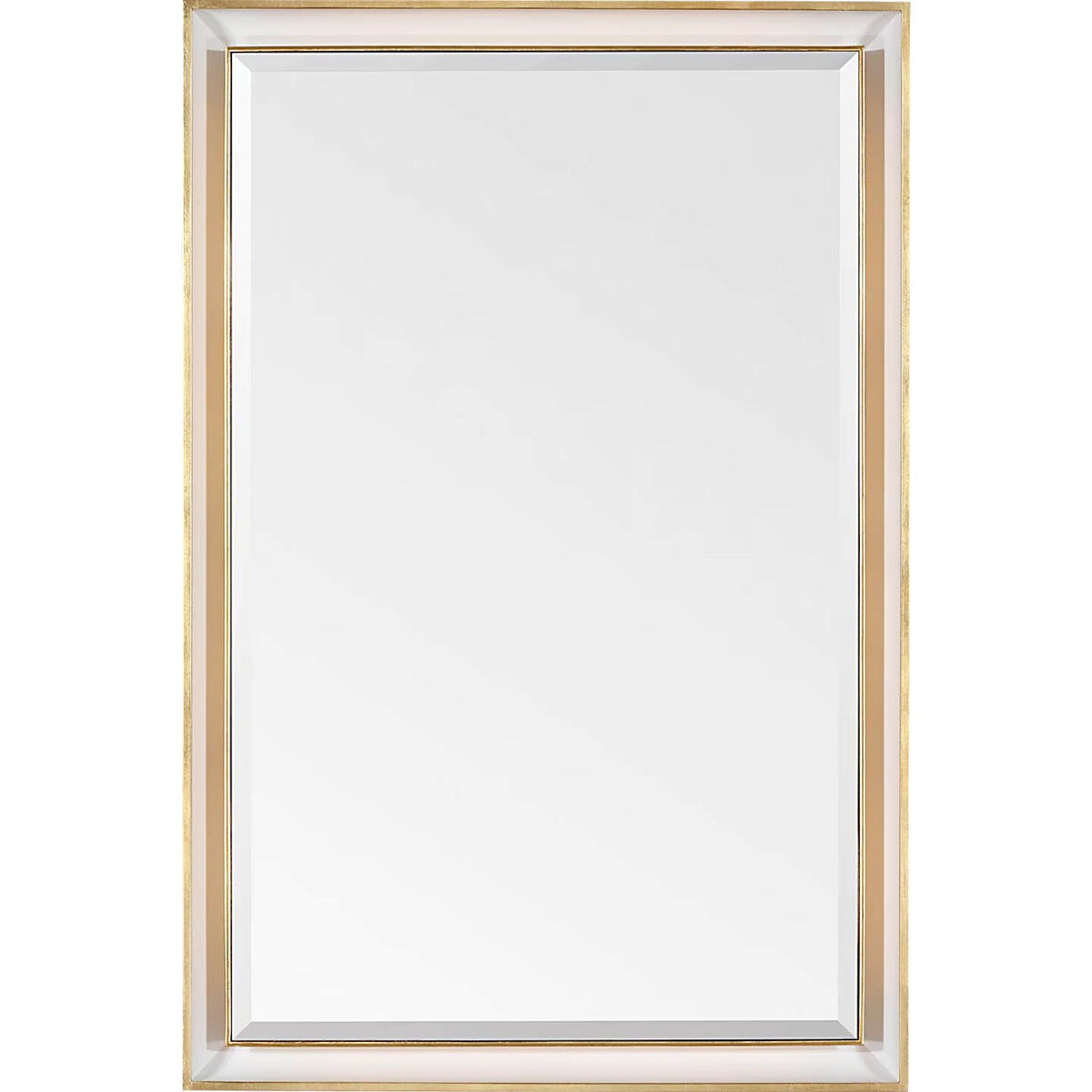 Thomas O'Brien Tricia 24" Illuminated Rectangular Mirror in Matte White and Gild W24" x H36" x E3"
