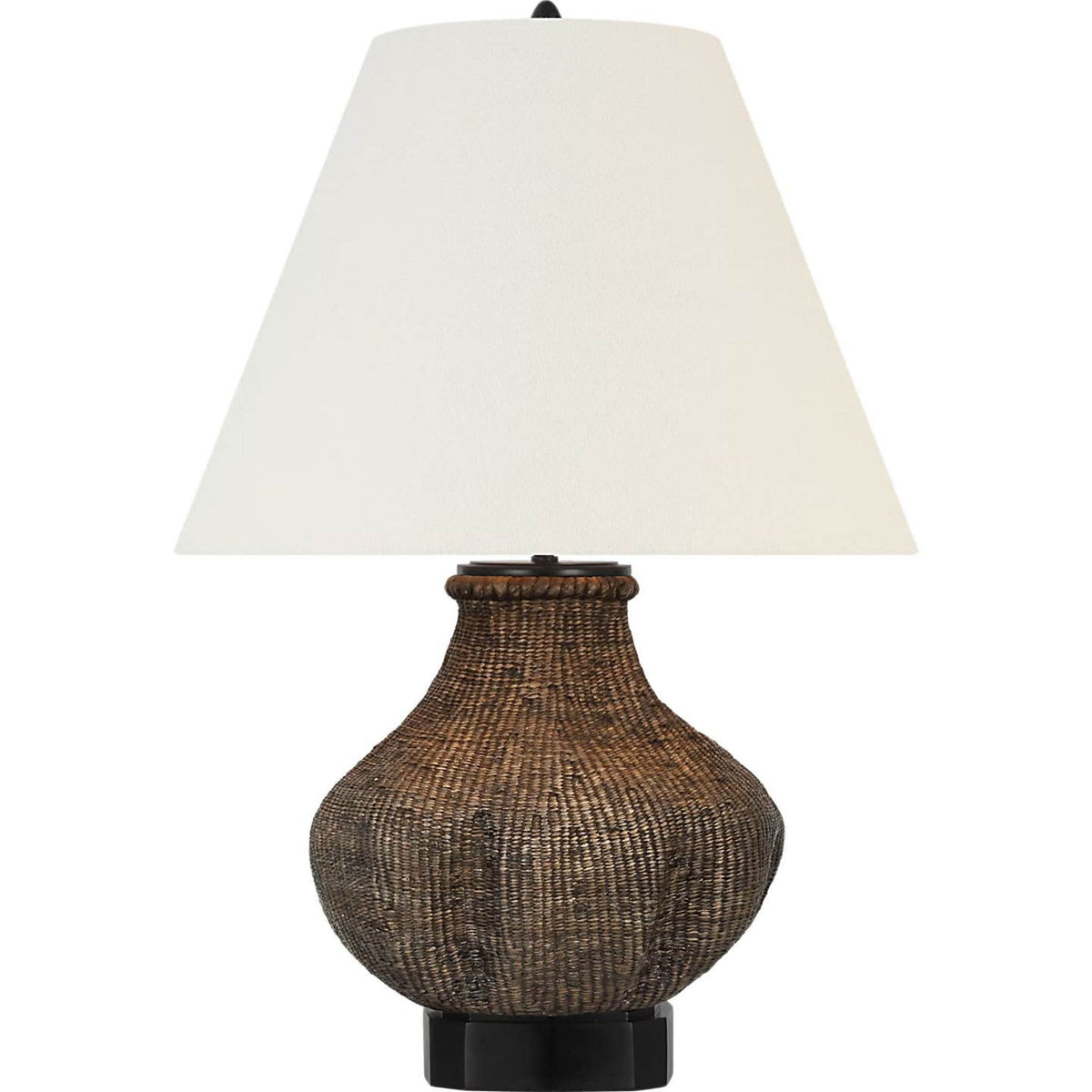 Thomas O'Brien Tahiti 25" Table Lamp in Smoke with Linen Shade W17" x H24.75"