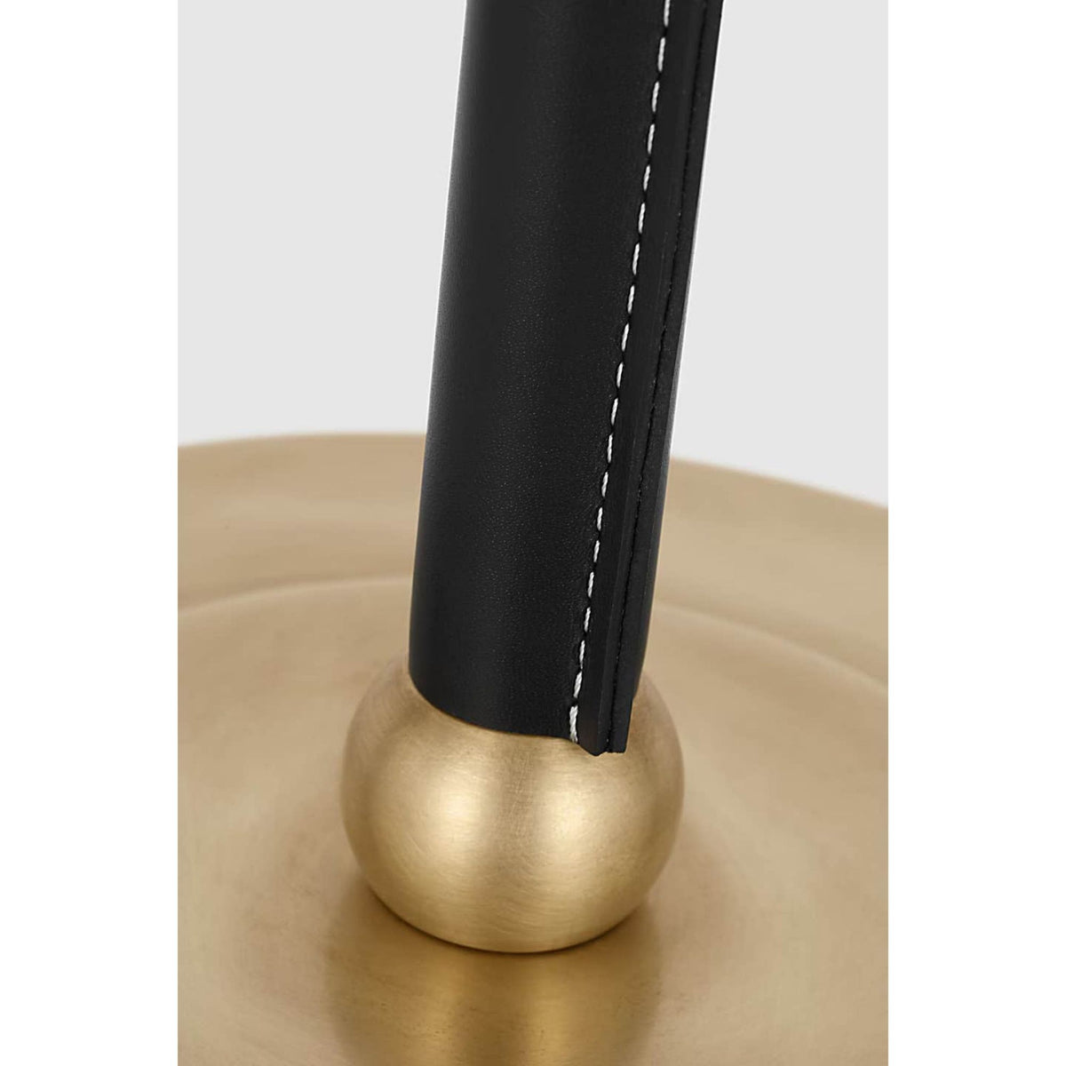 Thomas O'Brien Bryant Large Wrapped Table Lamp in Hand-Rubbed Antique Brass and Chocolate Leather with Linen Shade W12" x H28" - 32"