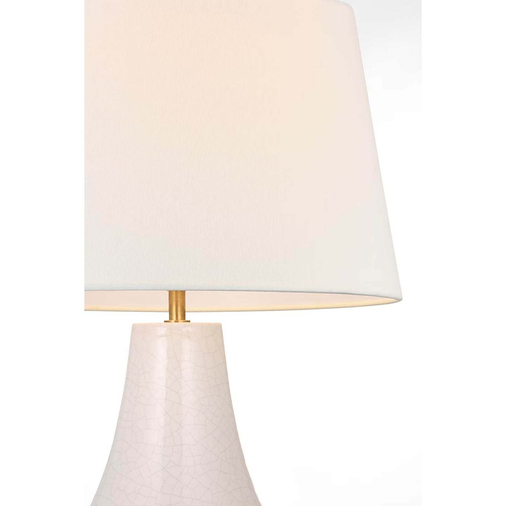 Thomas O'Brien Kefi 25" Table Lamp in Crackled Ivory with Linen Shade W16" x H25.25"