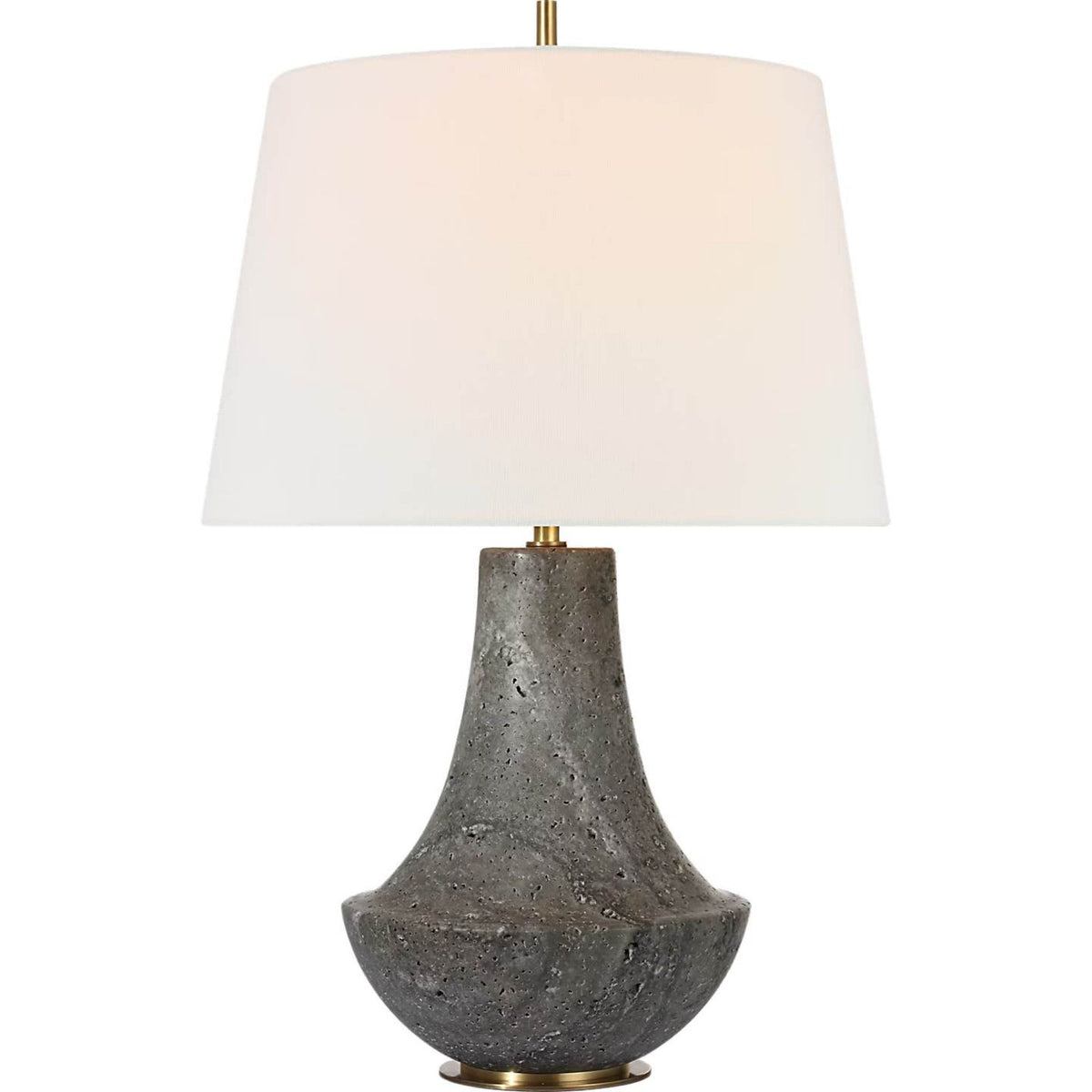 Thomas O'Brien Kefi 25" Table Lamp in Dark Travertine with Linen Shade W16" x H25.25"