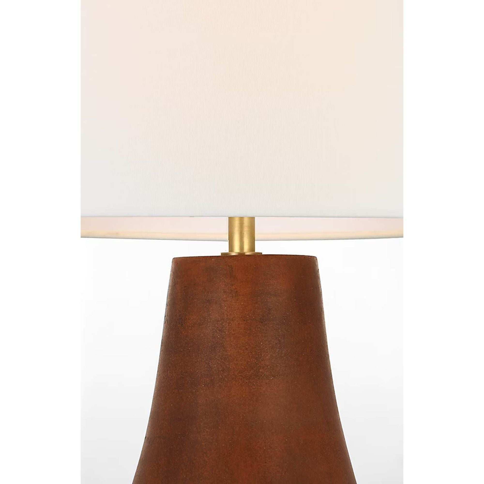 Thomas O'Brien Kefi 25" Table Lamp in Natural Terracotta with Linen Shade W16" x H25.25"