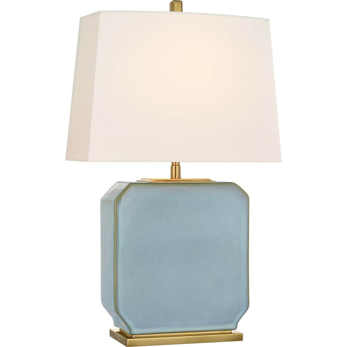 Thomas O'Brien Monique 20" Table Lamp in Silk Blue with Linen Shade W12" x H19.75"