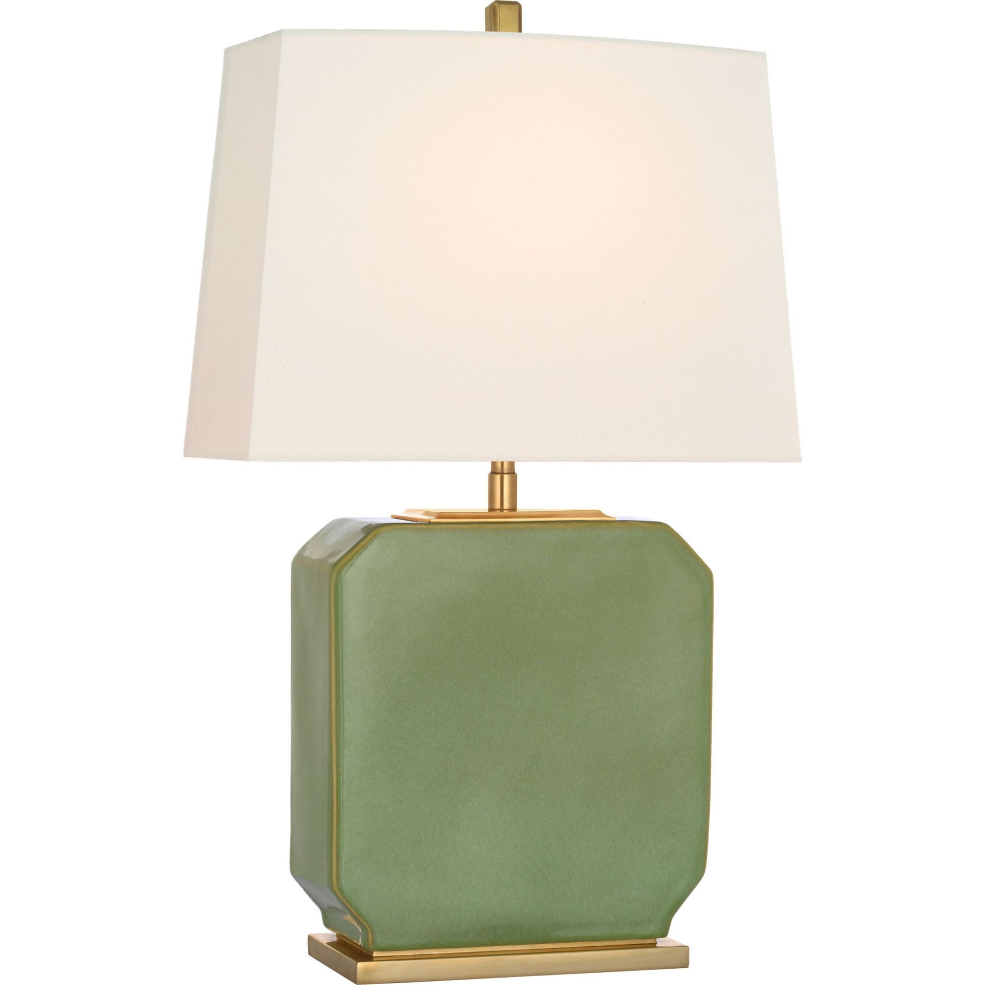 Thomas O'Brien Monique 20" Table Lamp in Silk Green with Linen Shade W12" x H19.75"