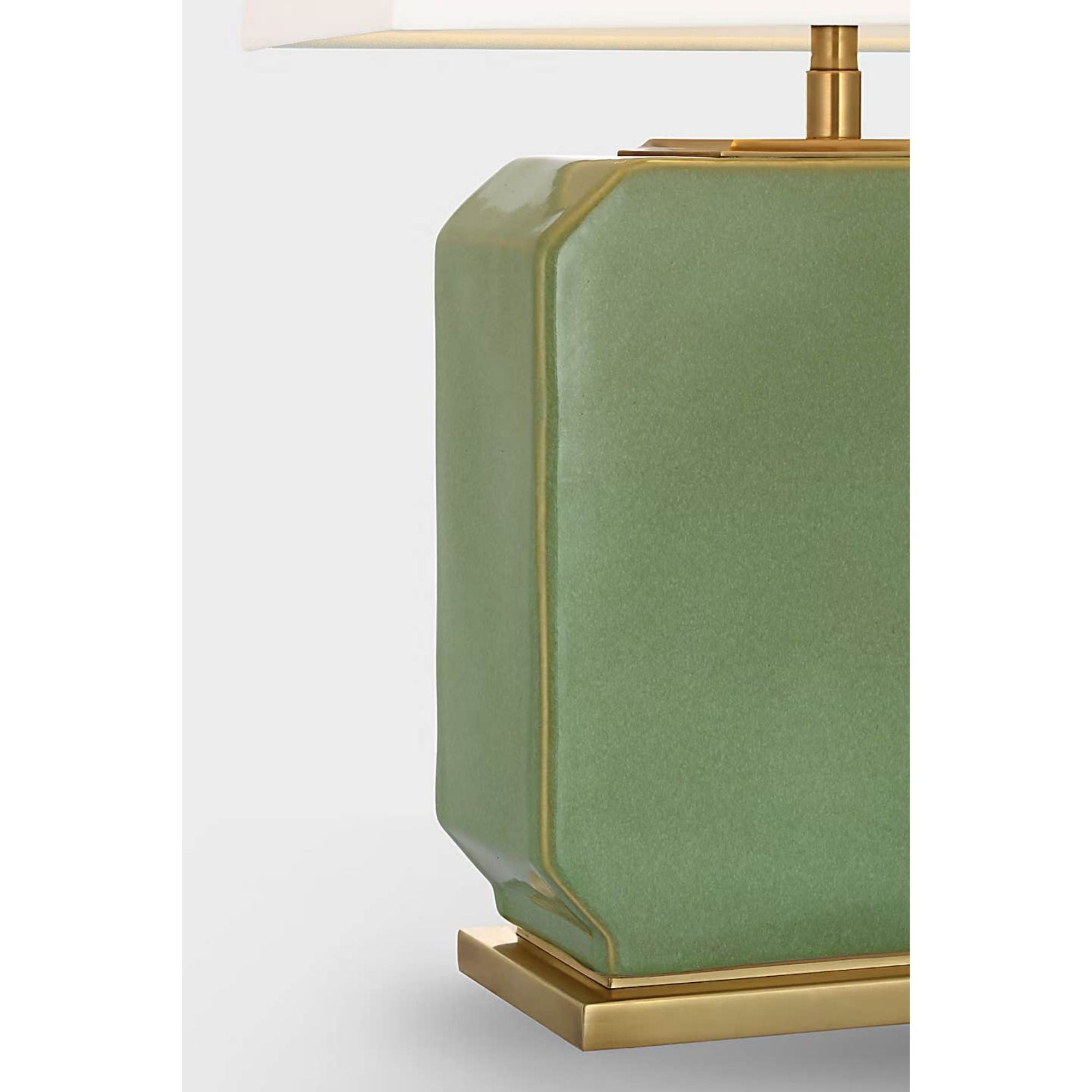 Thomas O'Brien Monique 20" Table Lamp in Silk Green with Linen Shade W12" x H19.75"