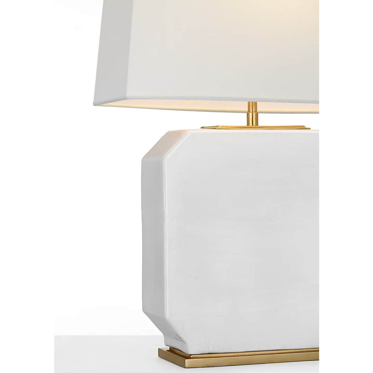 Thomas O'Brien Monique 25" Table Lamp in Venetian White with Linen Shade W15.5" x H25.75"
