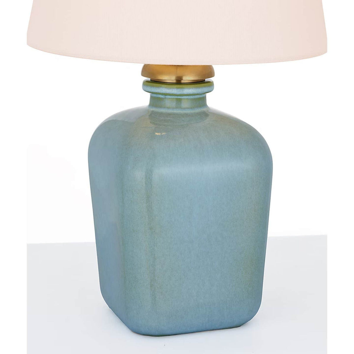 Thomas O'Brien Josy 17" Cordless Table Lamp in Silk Blue with Linen Shade W9.5" x H17"