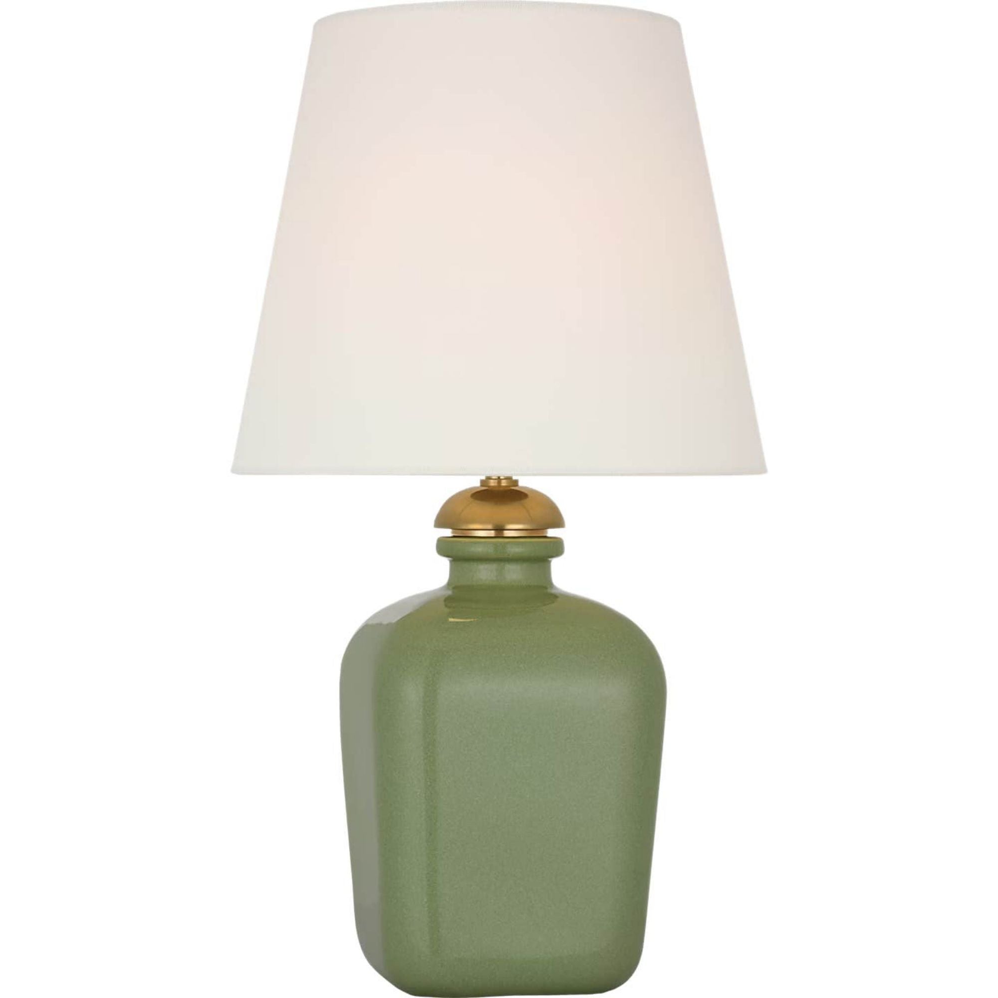 Thomas O'Brien Josy 17" Cordless Table Lamp in Silk Green with Linen Shade W9.5" x H17"