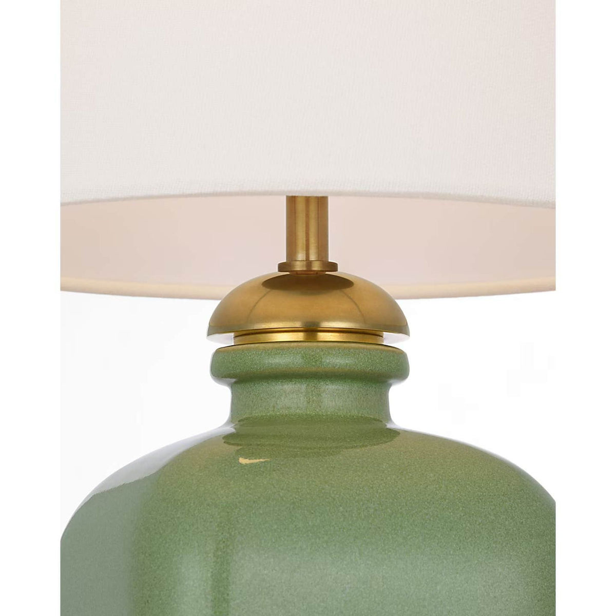 Thomas O'Brien Josy 17" Cordless Table Lamp in Silk Green with Linen Shade W9.5" x H17"
