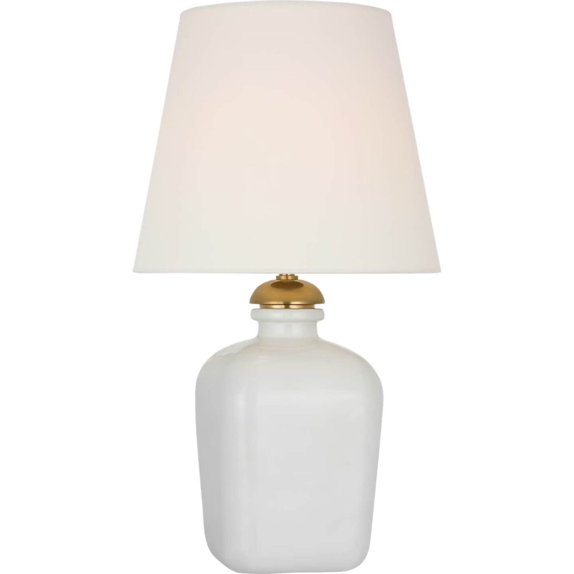 Thomas O'Brien Josy 17" Cordless Table Lamp in Venetian White with Linen Shade W9.5" x H17"
