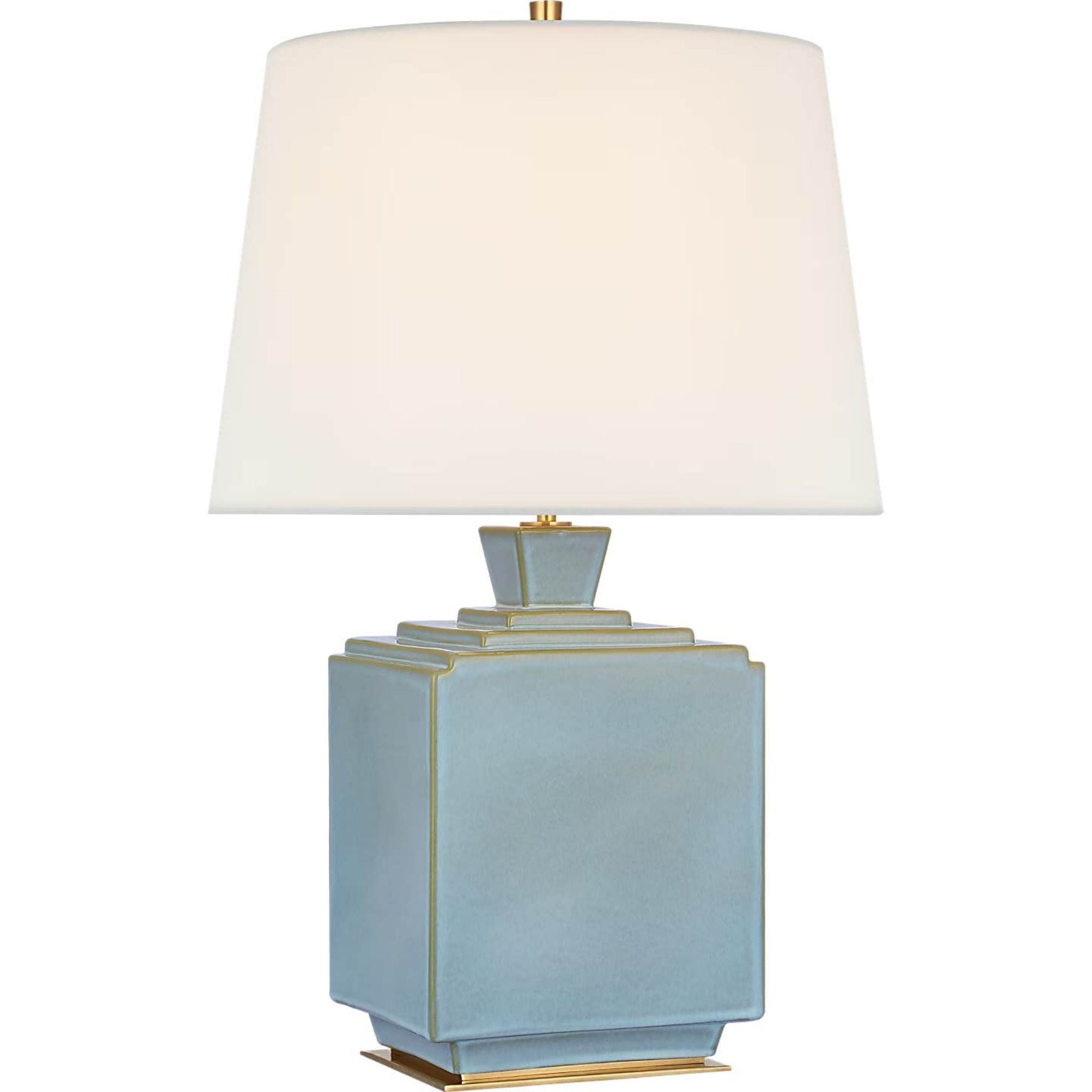 Thomas O'Brien Meurice 27" Table Lamp in Silk Blue with Linen Shade W17" x H26.75"