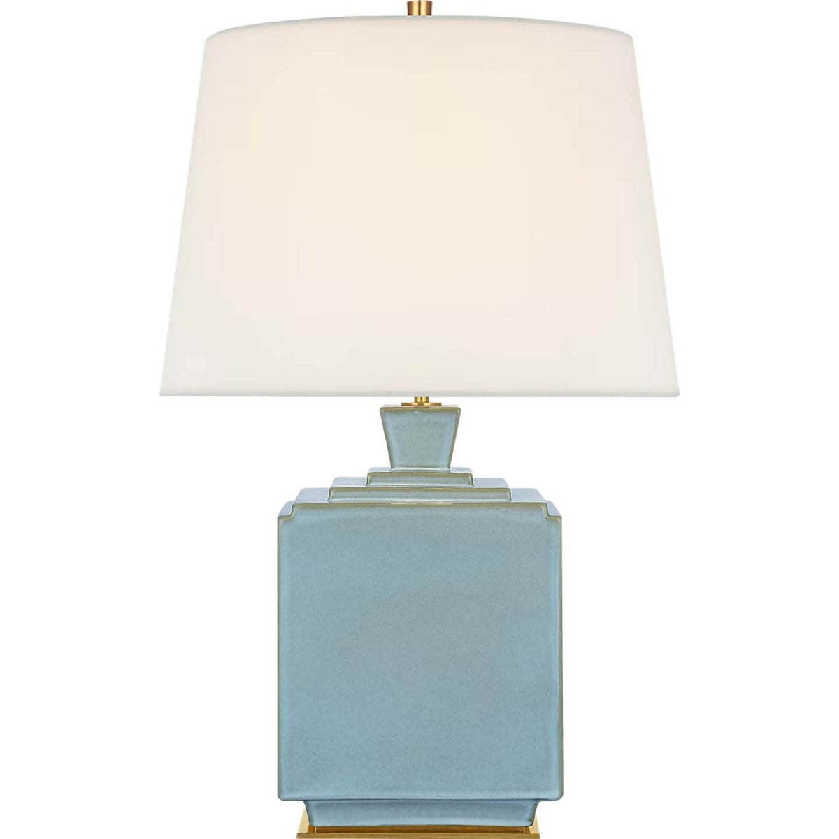 Thomas O'Brien Meurice 27" Table Lamp in Silk Blue with Linen Shade W17" x H26.75"