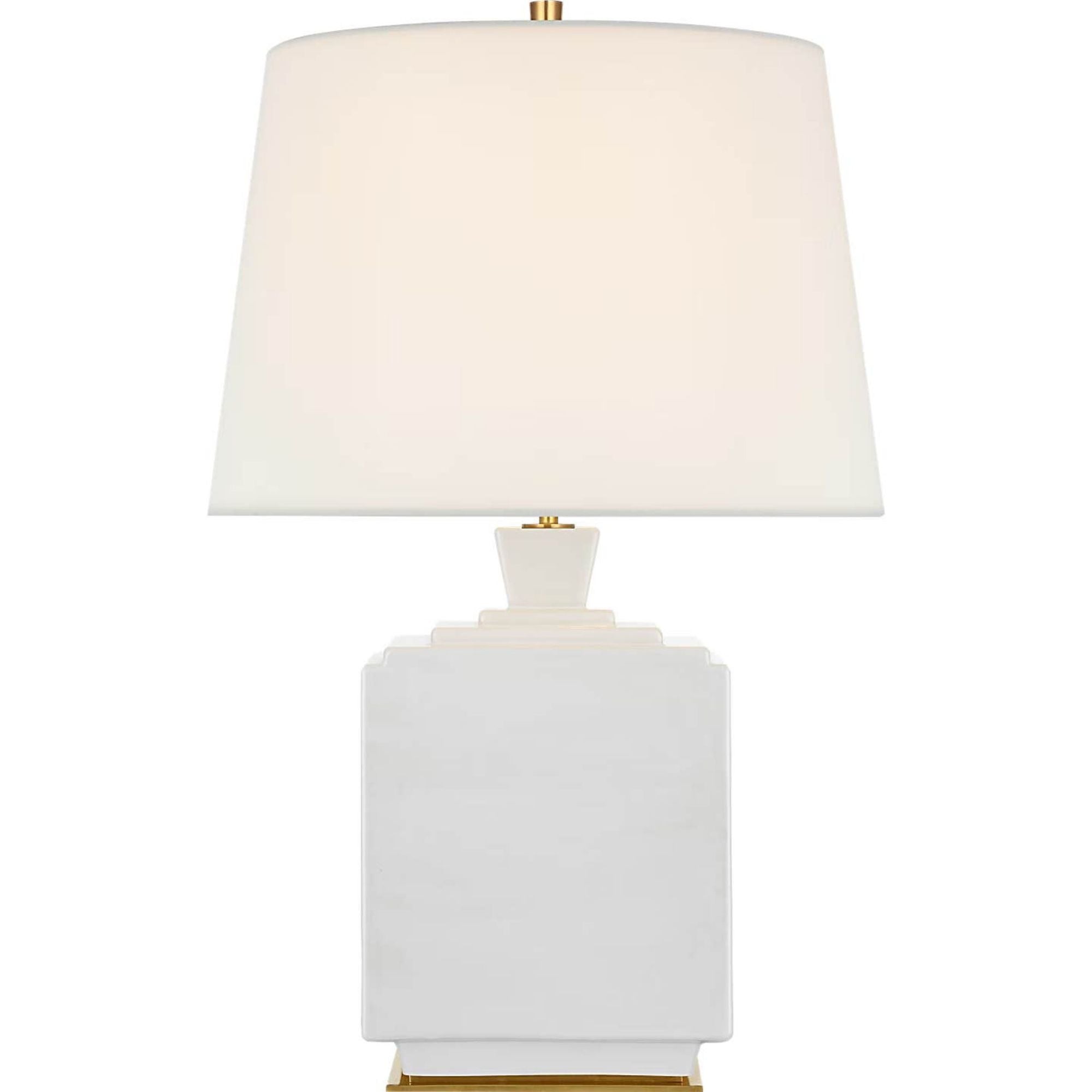 Thomas O'Brien Meurice 27" Table Lamp in Venetian White with Linen Shade W17" x H26.75"