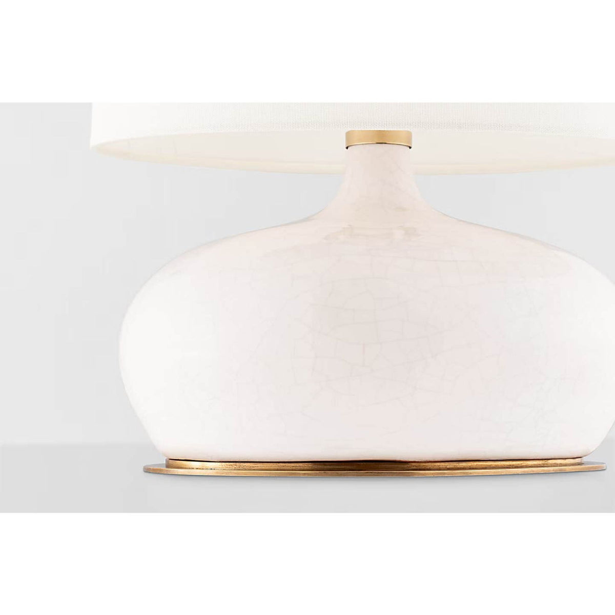 Thomas O'Brien Olinda 17" Low Table Lamp in Crackled Ivory with Linen Shade W13" x H17.5"