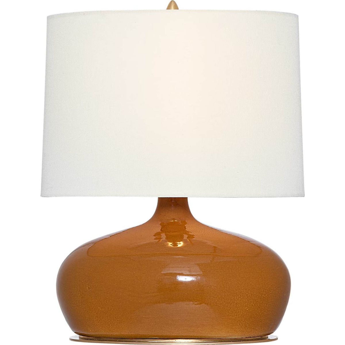 Thomas O'Brien Olinda 17" Low Table Lamp in Crackled Sienna with Linen Shade W13" x H17.5"