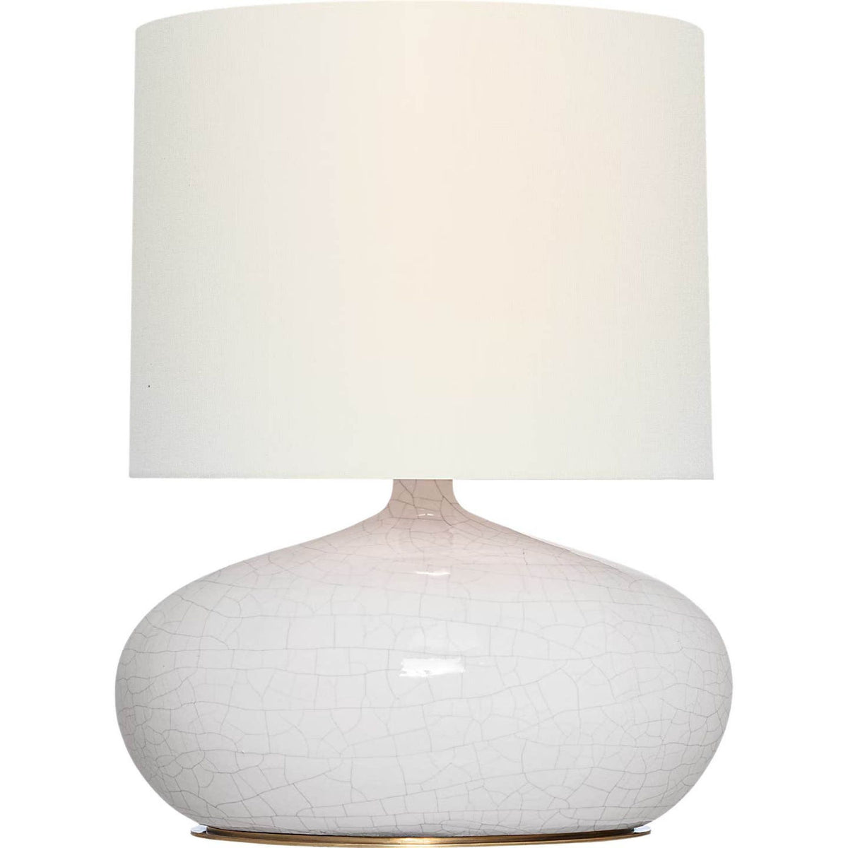 Thomas O'Brien Olinda 24" Low Table Lamp in Crackled Ivory with Linen Shade W18" x H24.75"