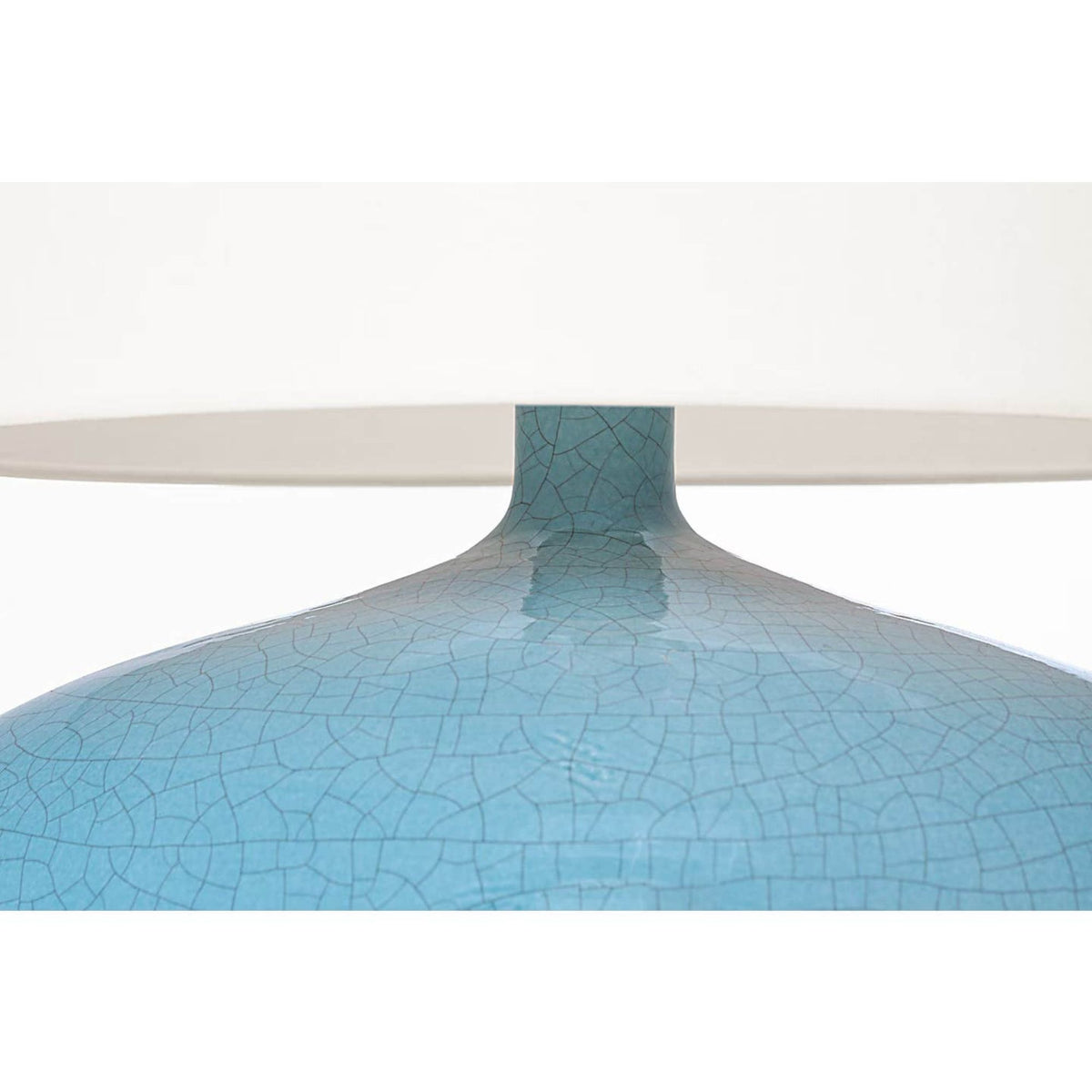 Thomas O'Brien Olinda 24" Low Table Lamp in Crackled Robin with Linen Shade W18" x H24.75"