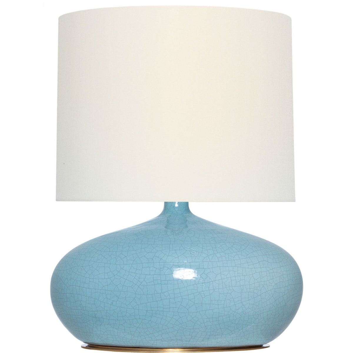 Thomas O'Brien Olinda 24" Low Table Lamp in Crackled Robin with Linen Shade W18" x H24.75"