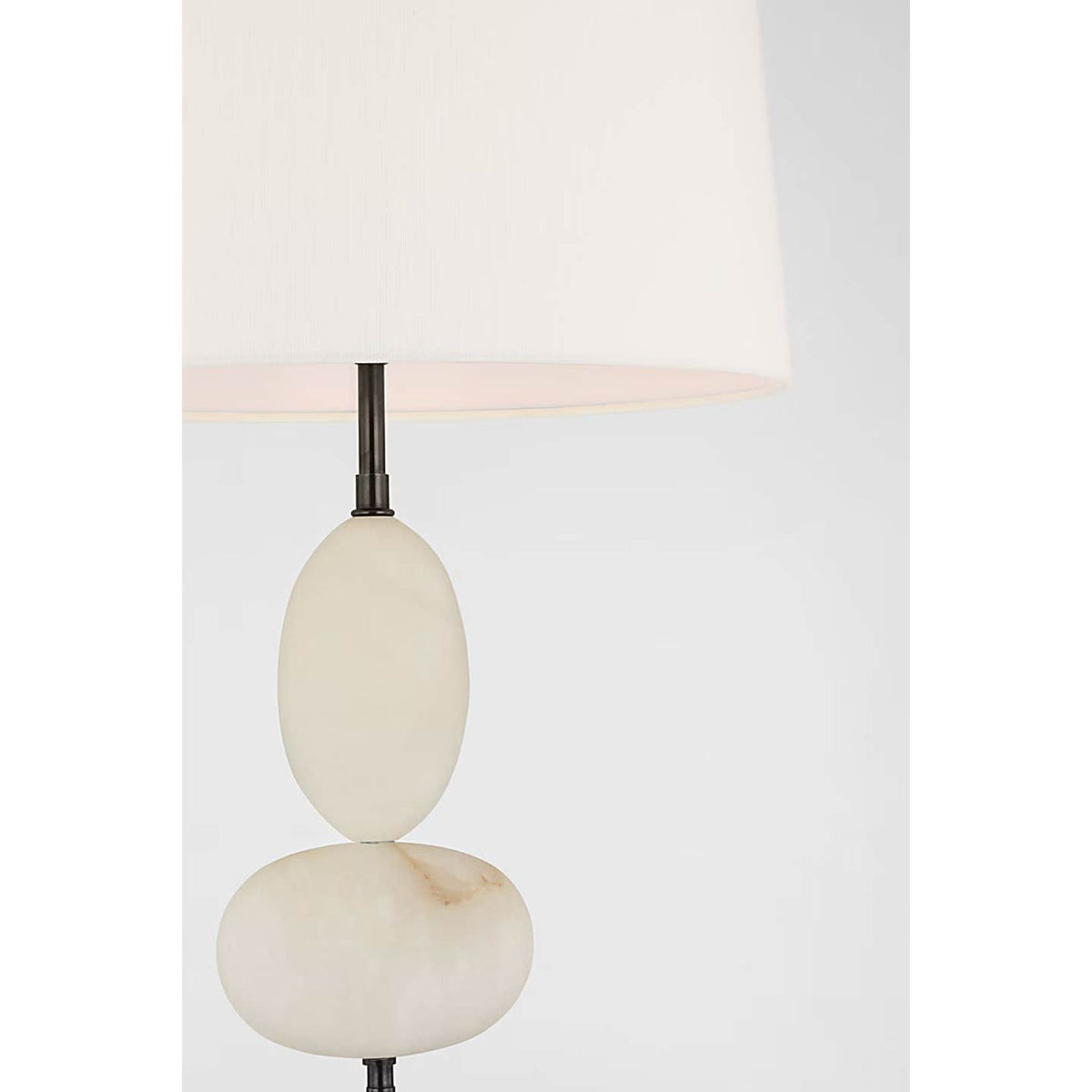 Thomas O'Brien Dani Medium Cordless Table Lamp in Alabaster and Black Marble with Linen Shade W15.75" x H28"