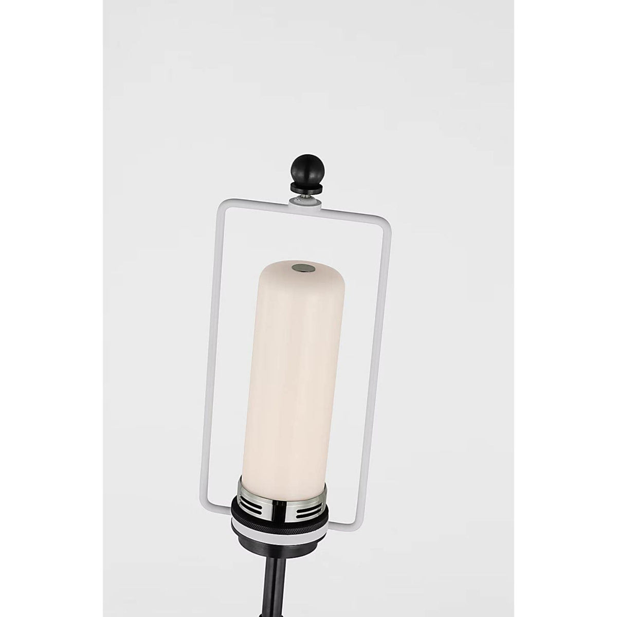 Thomas O'Brien Dani Medium Cordless Table Lamp in Alabaster and Black Marble with Linen Shade W15.75" x H28"