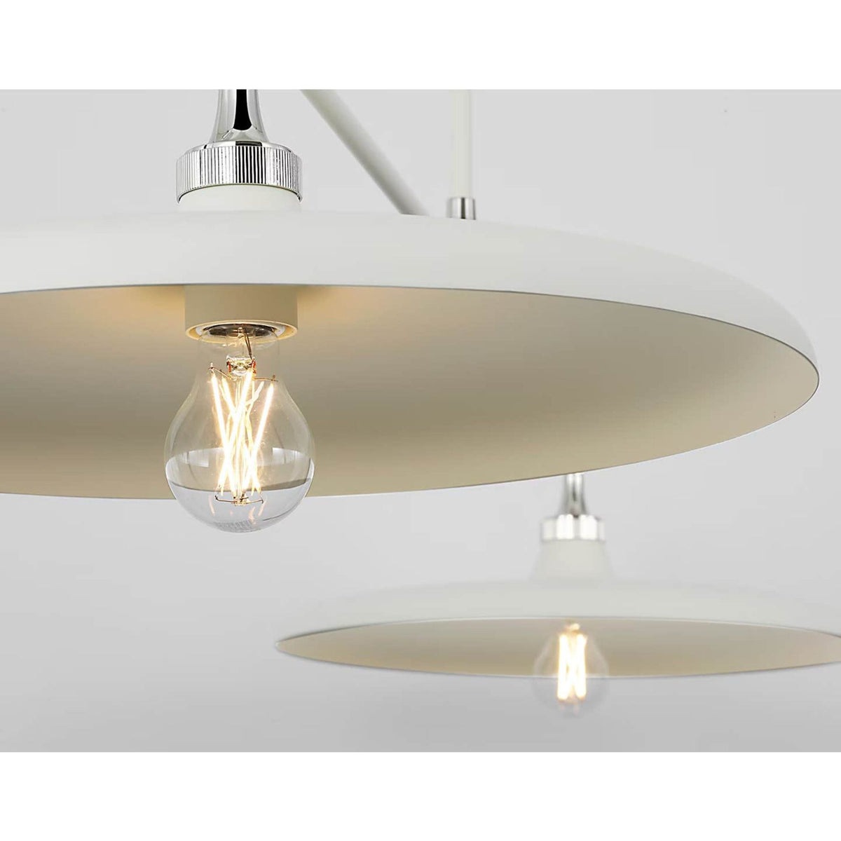Thomas O'Brien Piatto 63" Linear Pendant in Polished Nickel and Plaster White with Plaster White Shade W18" x 63.25"