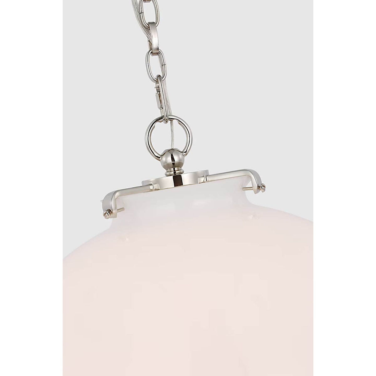 Thomas O'Brien Katie Large Globe Pendant in Polished Nickel with White Glass W16" x H19.25"