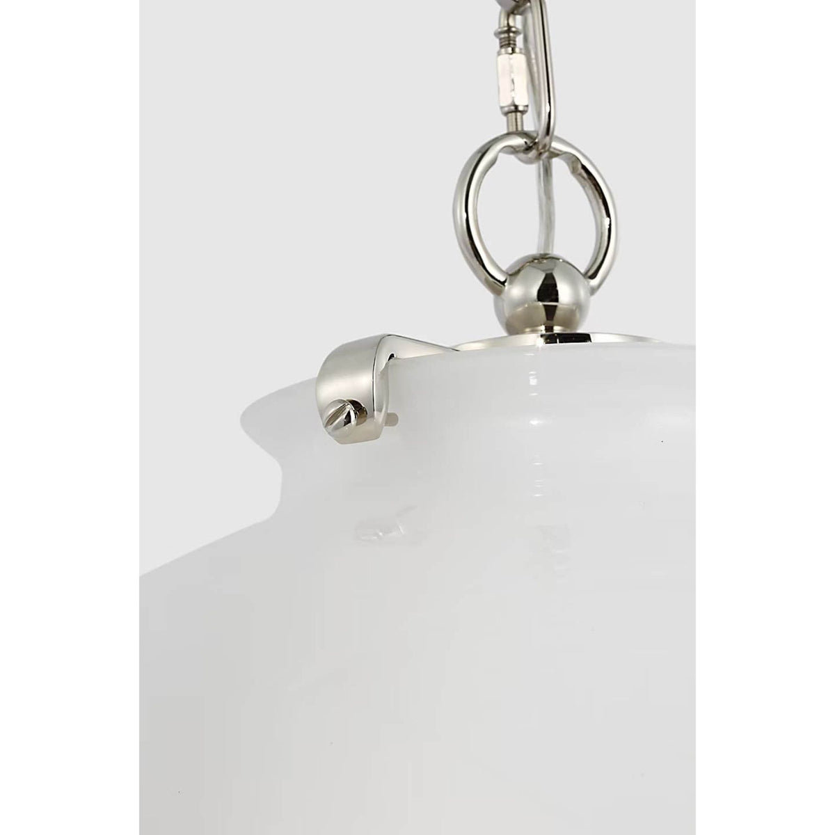 Thomas O'Brien Katie Large Globe Pendant in Polished Nickel with White Glass W16" x H19.25"