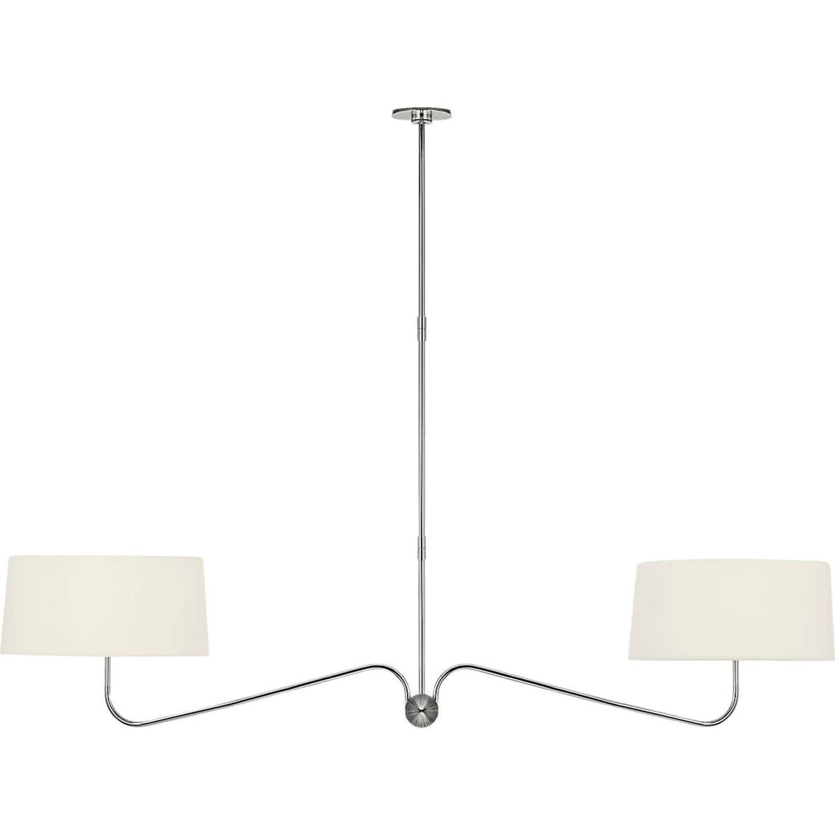 Thomas O'Brien Canto 68" Linear Chandelier in Polished Nickel with Linen Shades W17" x 68"