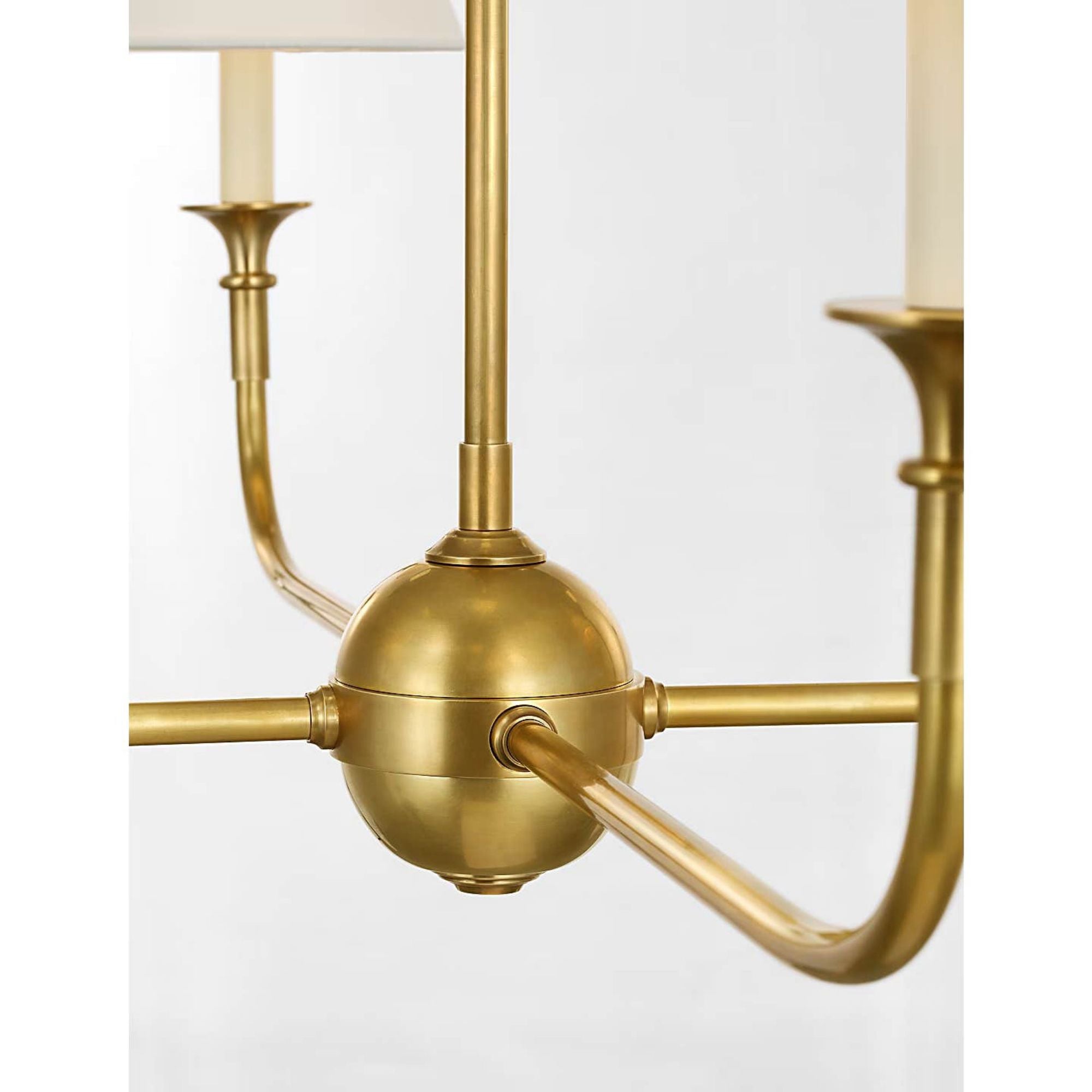 Thomas O'Brien Piaf Large Chain Hung Chandelier in Hand-Rubbed Antique Brass with Linen Shade W39" x H20.75"