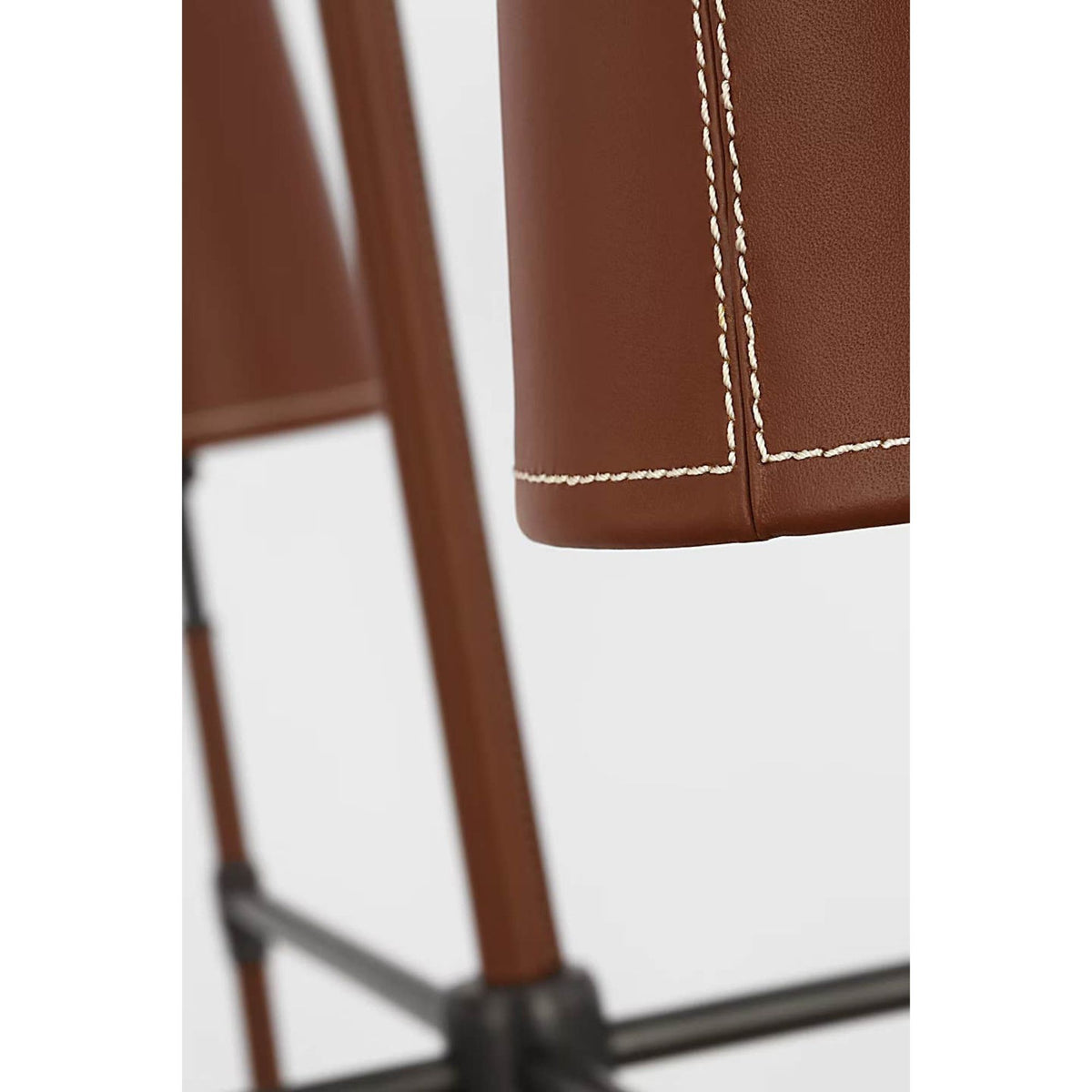 Thomas O'Brien Bryant Large Wrapped Chandelier in Bronze and Saddle Leather with Saddle Leather Shade W36"