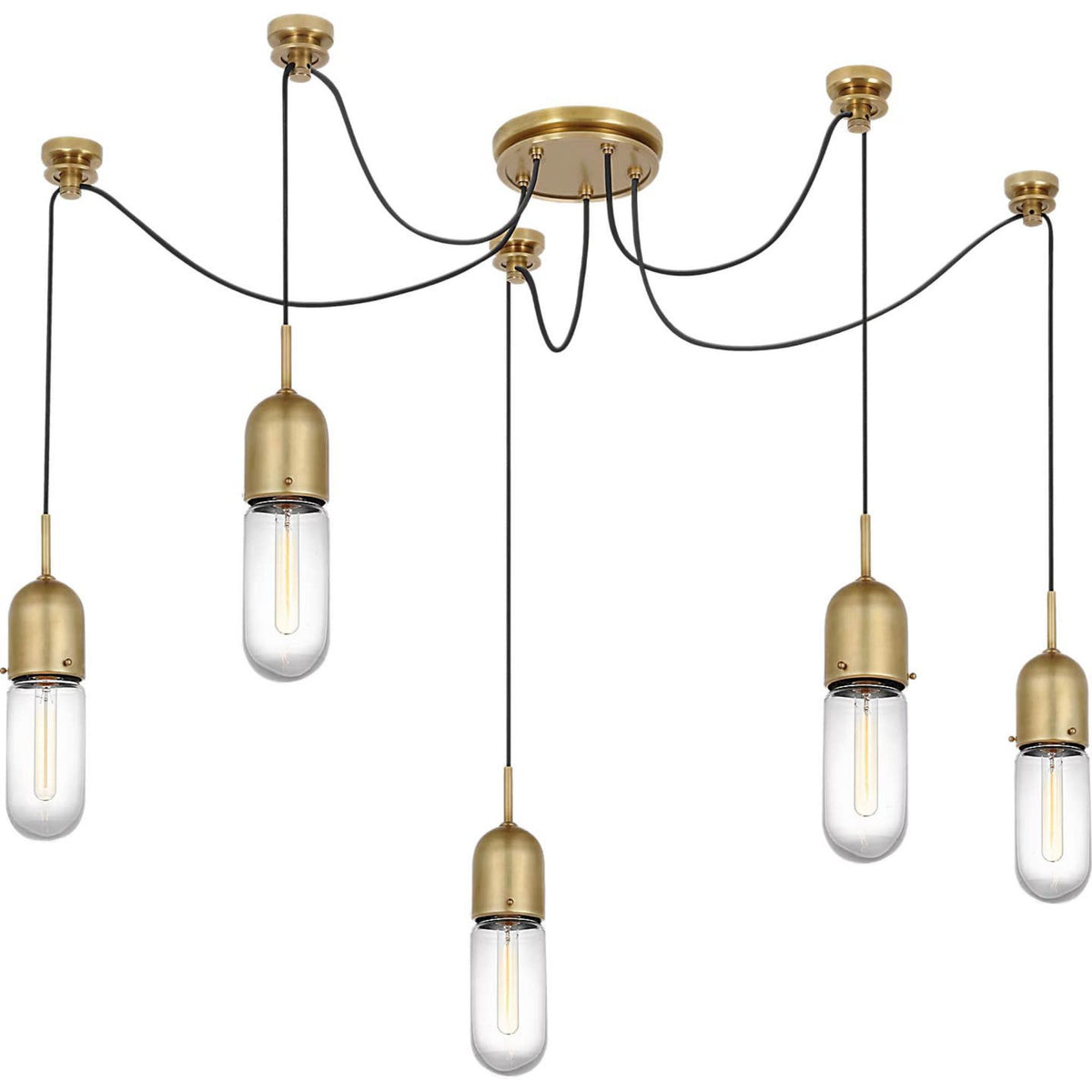 Thomas O'Brien Junio 5-Light Chandelier in Hand-Rubbed Antique Brass with Clear Glass W9.25" (Configurable)