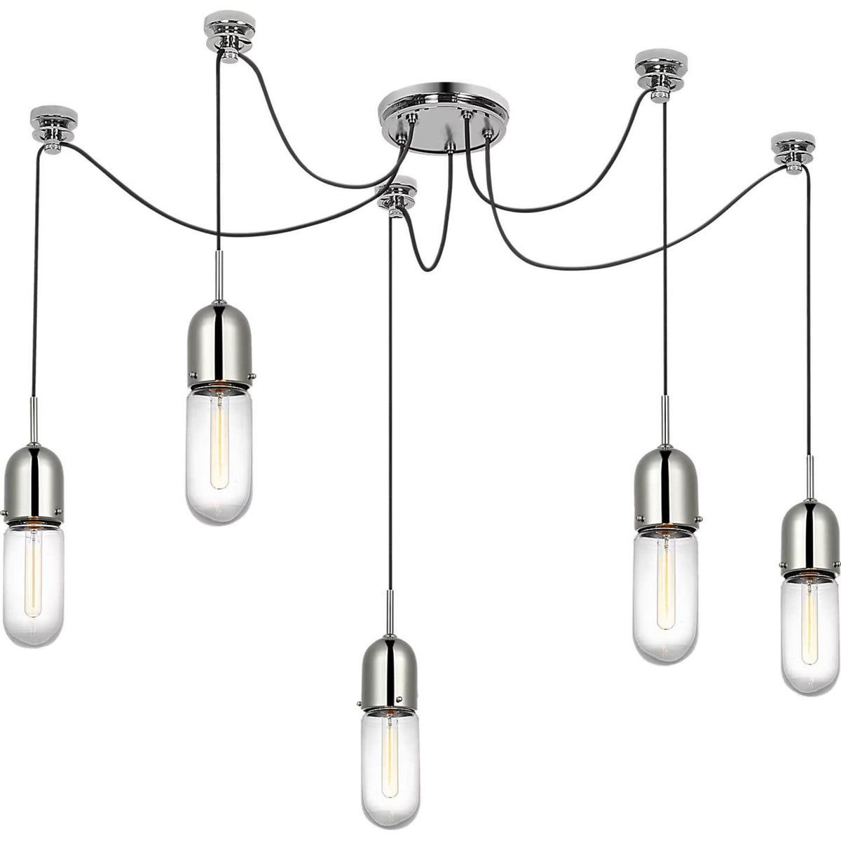 Thomas O'Brien Junio 5-Light Chandelier in Polished Nickel with Clear Glass W9.25" (Configurable)