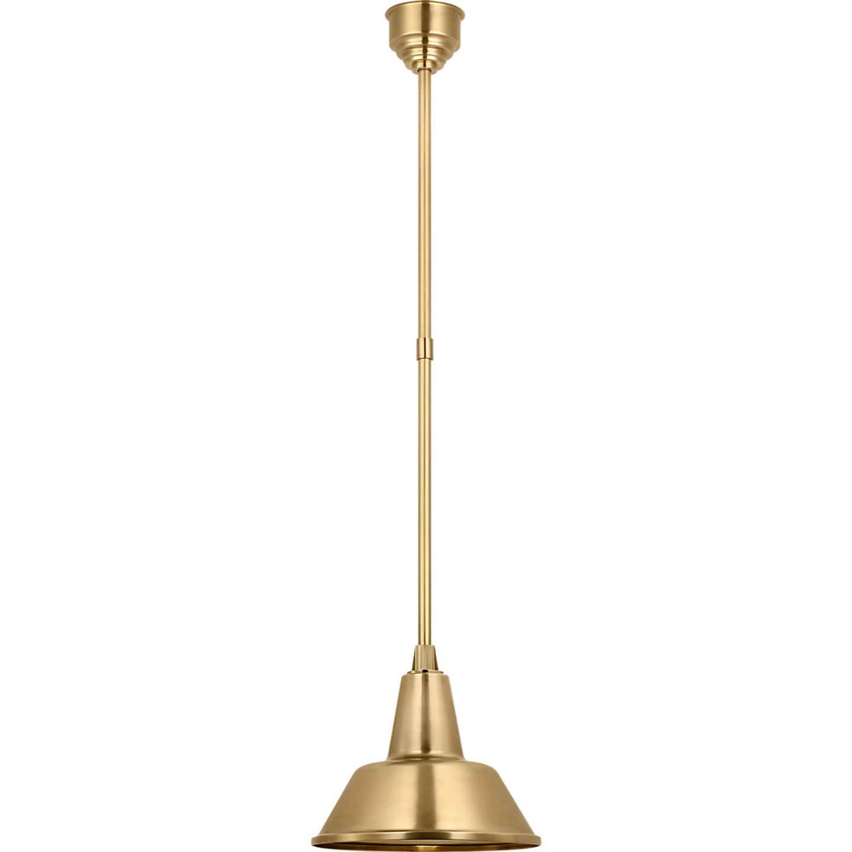 Thomas O'Brien Academy Pendant in Hand-Rubbed Antique Brass with 12.5" Bowers Shade W12.5"