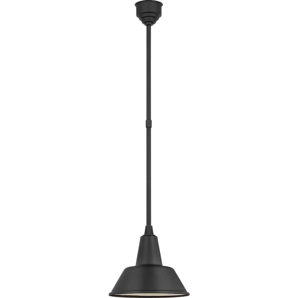 Thomas O'Brien Academy Pendant in Matte Black with 12.5" Bowers Shade W12.5"