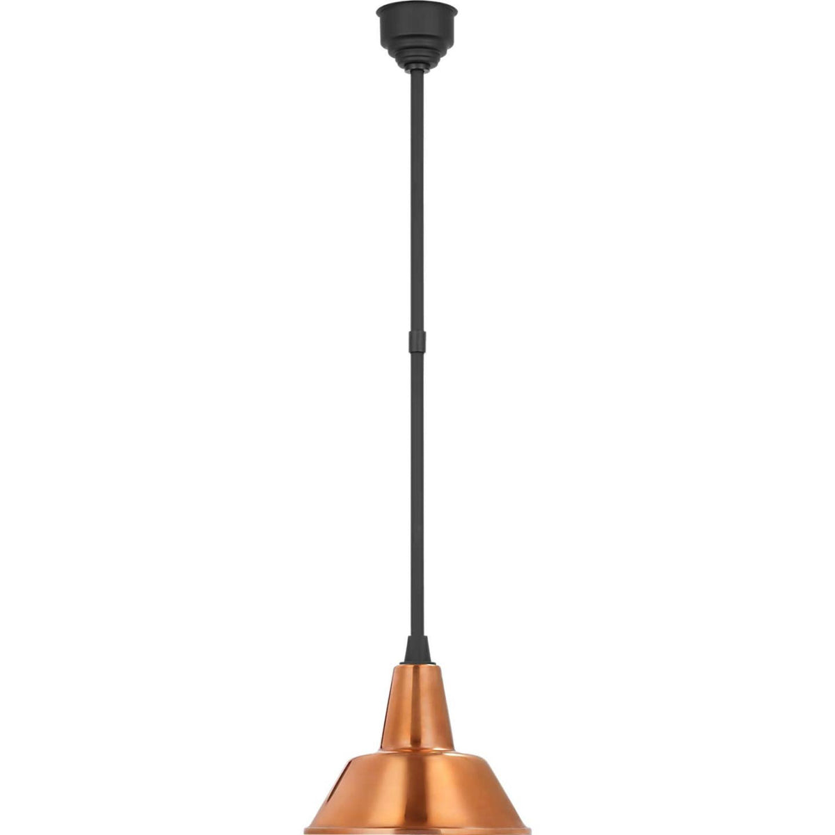Thomas O'Brien Academy Pendant in Matte Black with 12.5" Soft Copper Bowers Shade W12.5"