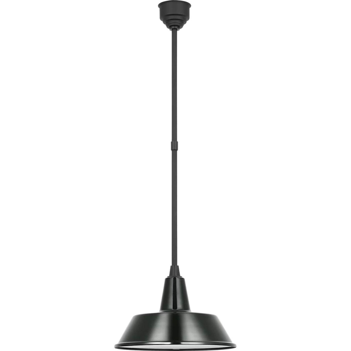 Thomas O'Brien Academy Pendant in Matte Black with 16" Green Bowers Shade W16"