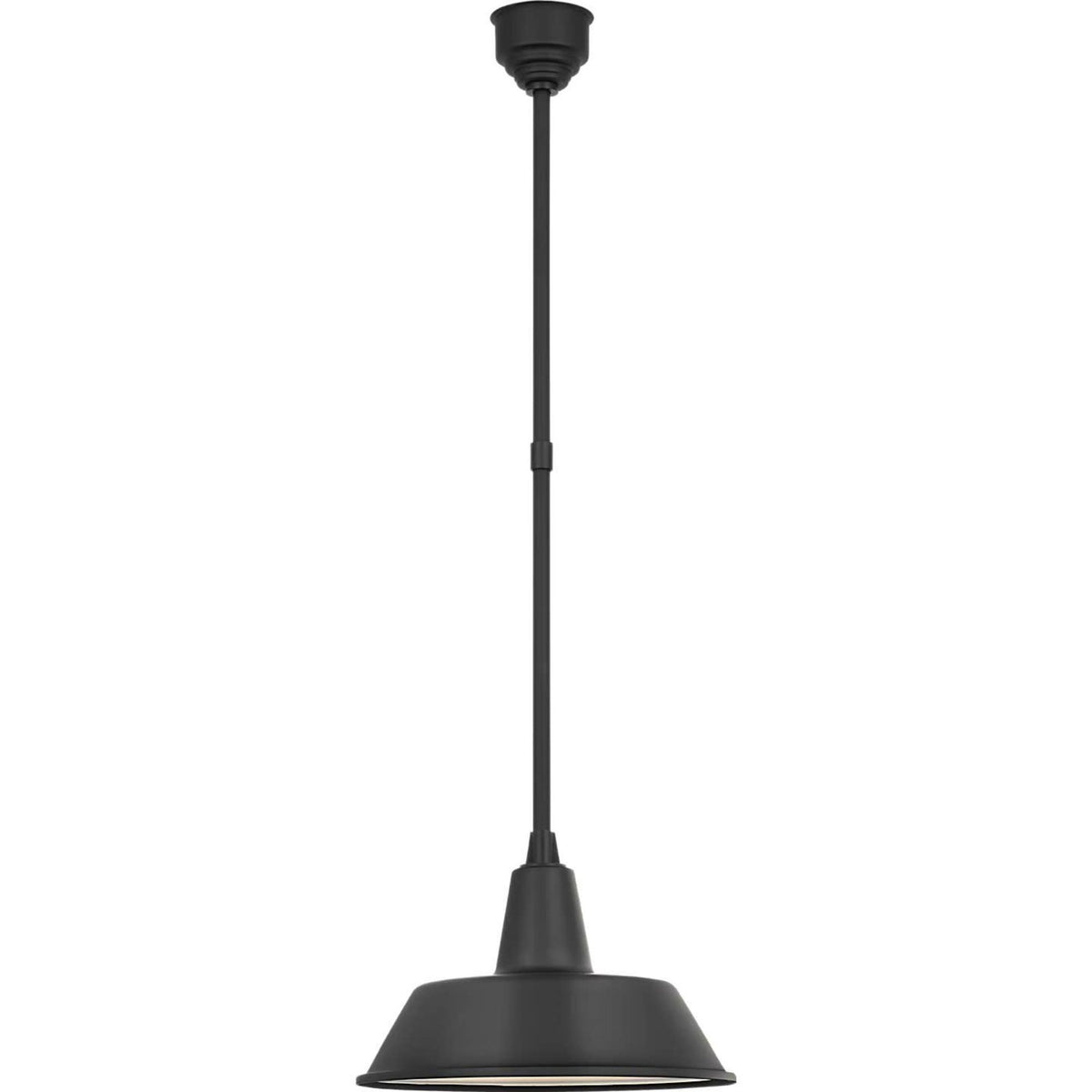 Thomas O'Brien Academy Pendant in Matte Black with 16" Bowers Shade W16"
