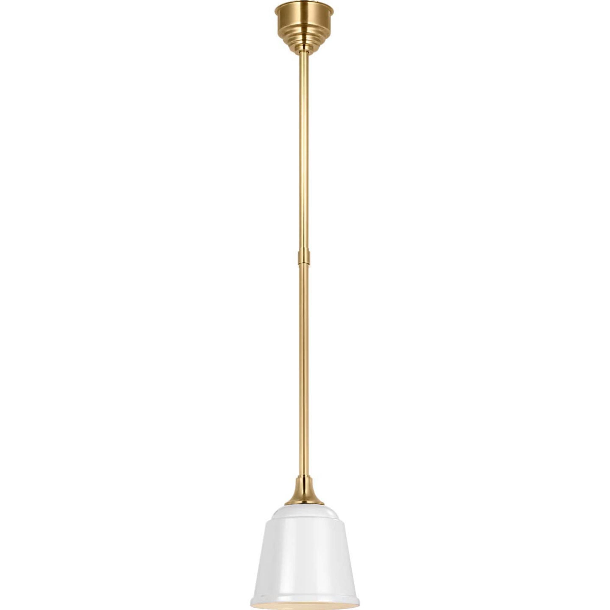 Thomas O'Brien Academy Pendant in Hand-Rubbed Antique Brass with 8" White Rockhouse Shade W8"